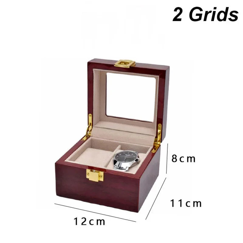 Watch collection storage box 12-slot red and black finishes side by side