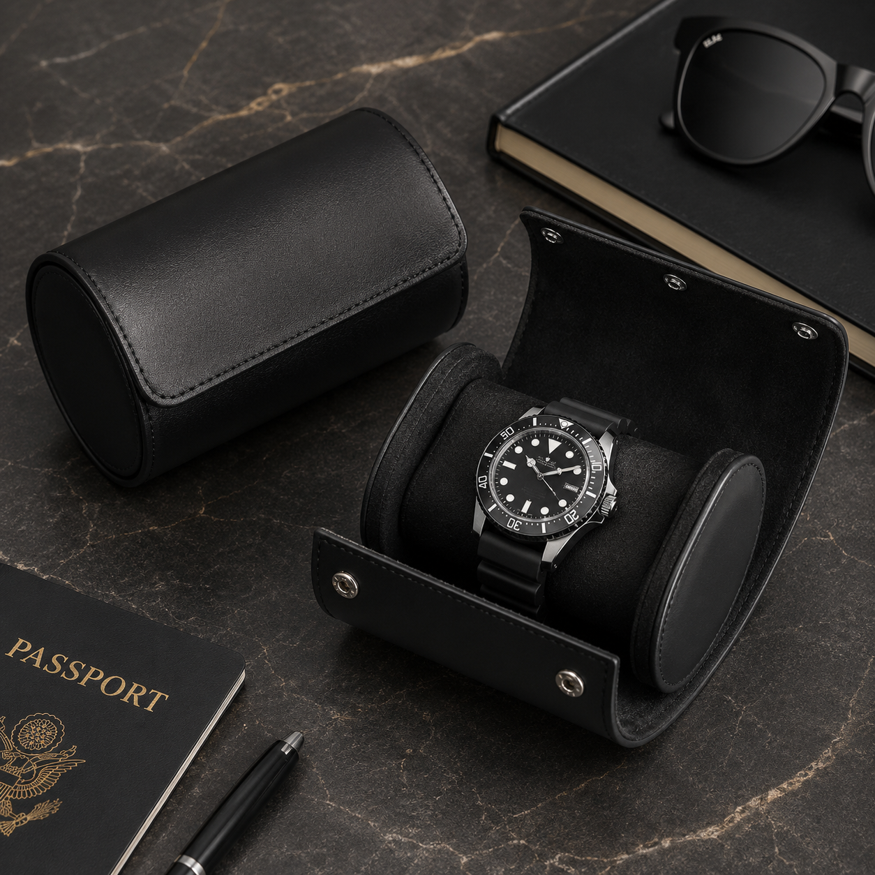 Genuine Leather Watch Roll — 1, 2 & 3 Slot Travel Case