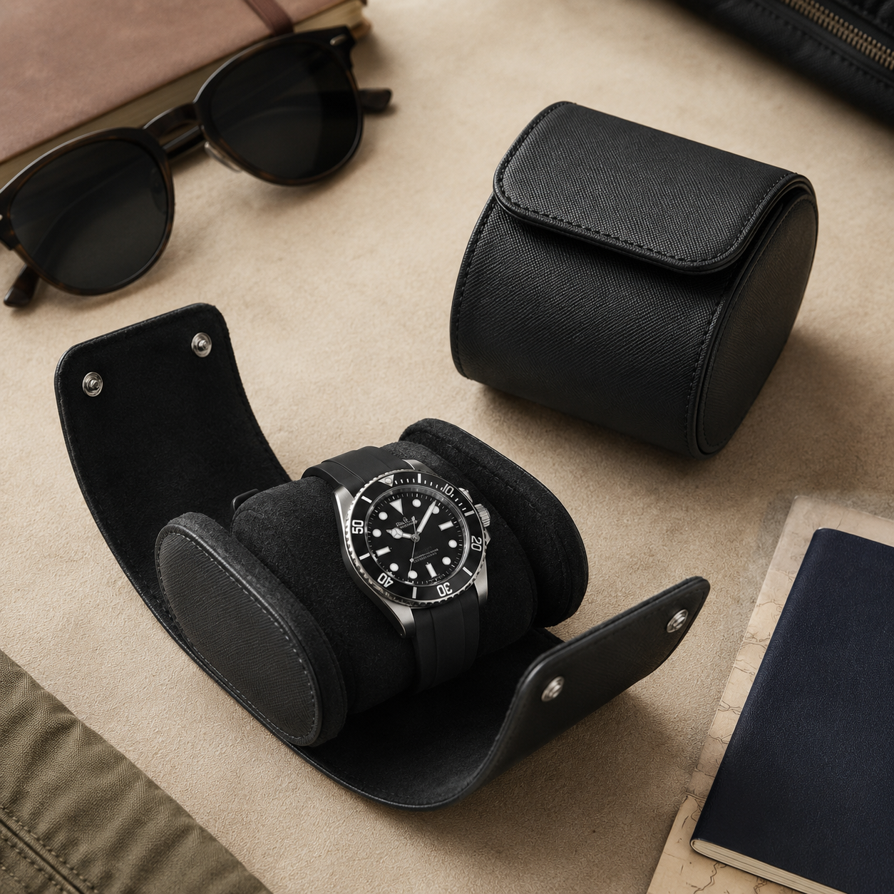Single Watch Roll – Vintage Leather Travel Case