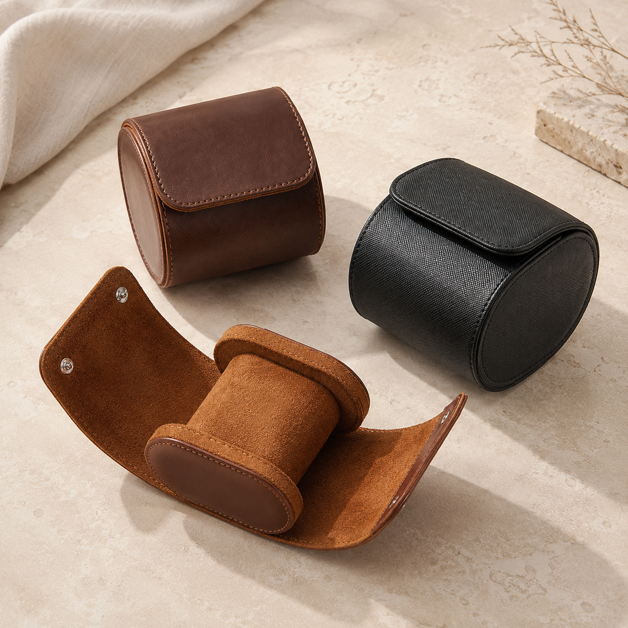 Single Watch Roll – Vintage Leather Travel Case