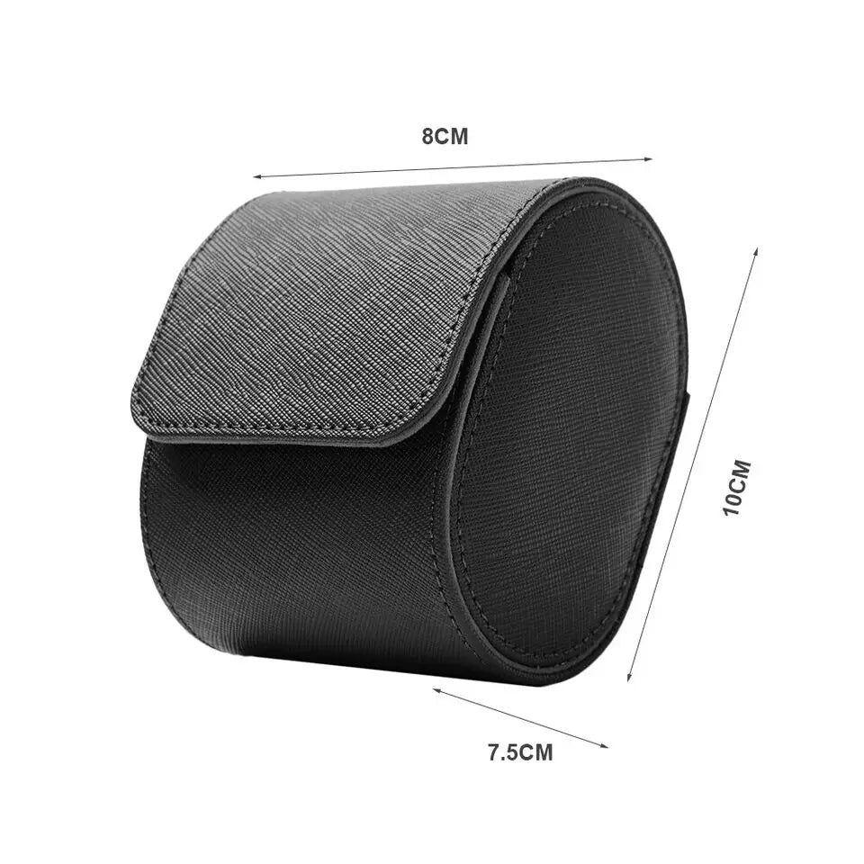 Single watch roll black and brown color options side by side