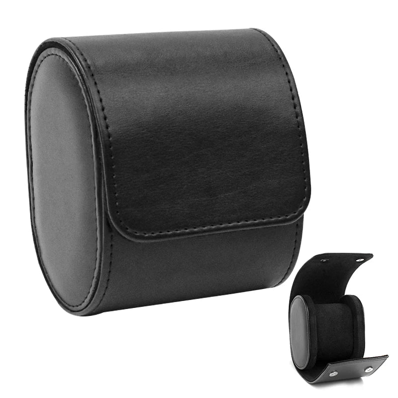 Watch travel roll brown leather exterior texture detail