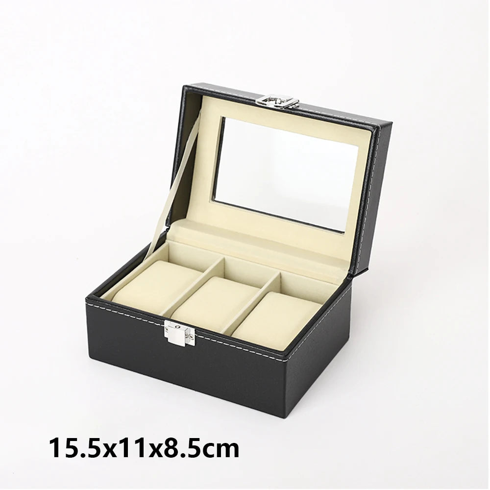 Watch collection storage tray 12-slot full overview on wood surface
