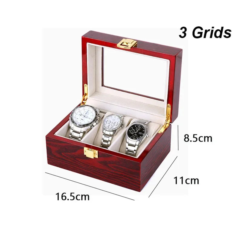 Wooden watch storage box showing removable cushion pillows detail
